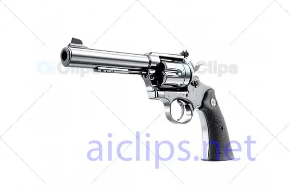 Sleek 3D Chrome Revolver Model - High-Detail Handgun