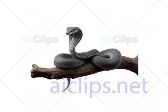 Realistic 3D Black Snake Coiled on Tree Branch