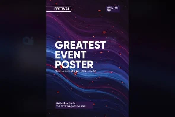 Abstract Wave Festival Event Poster with Dynamic Purple-Blue Motion