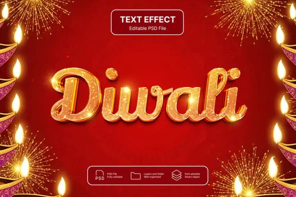 Festive Diwali Golden Text Effect