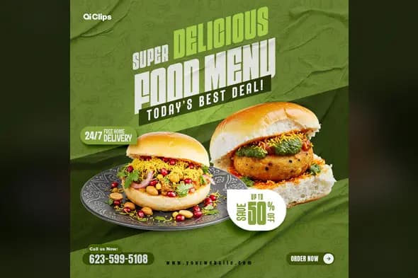 Delicious Food Menu Photoshop Template for Promotions