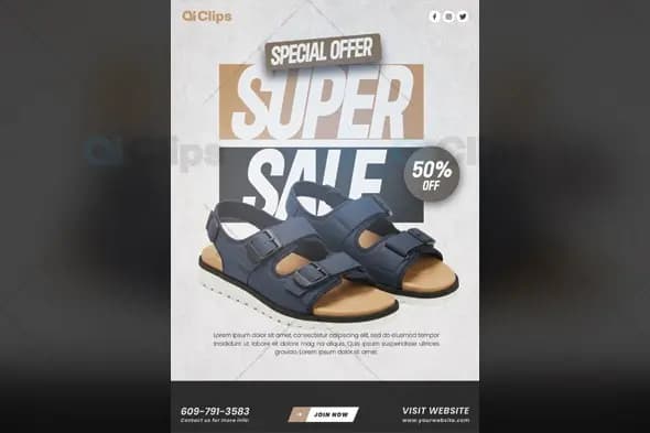Modern Sandals Super Sale Promotional Template