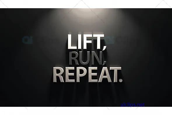 Lift, Run, Repeat - Dark Minimalist Fitness Poster