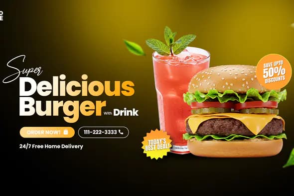 Mouthwatering Burger Combo Promo Template