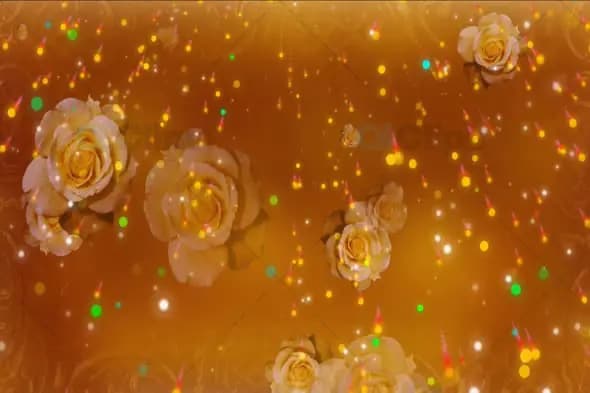 Golden Rose Petal Shower with Festive Sparkles Background