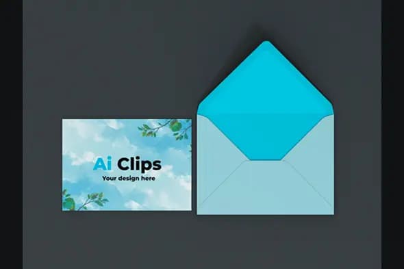 Business Card with Envelope Sky Leaf Theme