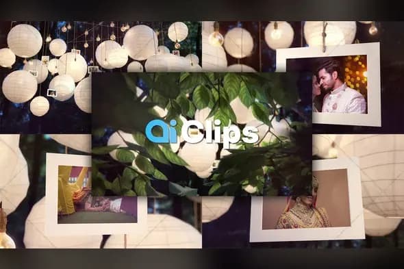 Romantic Wedding Gallery with Paper Lanterns Logo Reveal