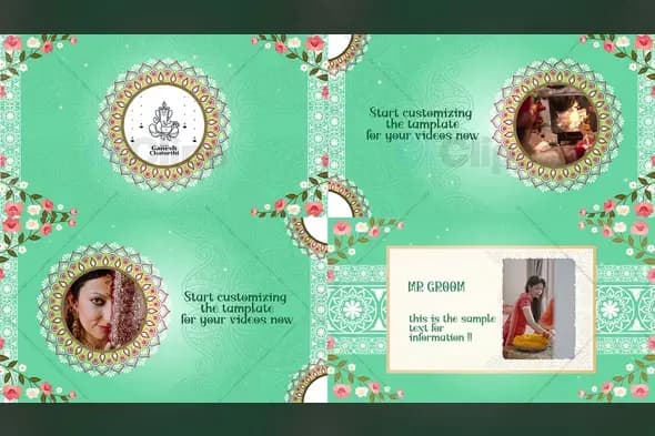 Elegant Indian Wedding Invitation Template with Mandala Frames