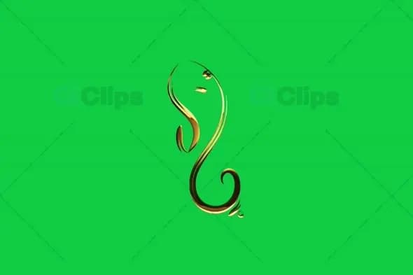 Minimalist Golden Ganesha Silhouette Animation on Green Screen