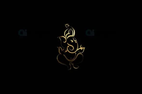 Minimalist Golden Ganesha Animation with Transparent Background