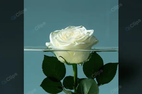 Elegant White Rose Floating in Water