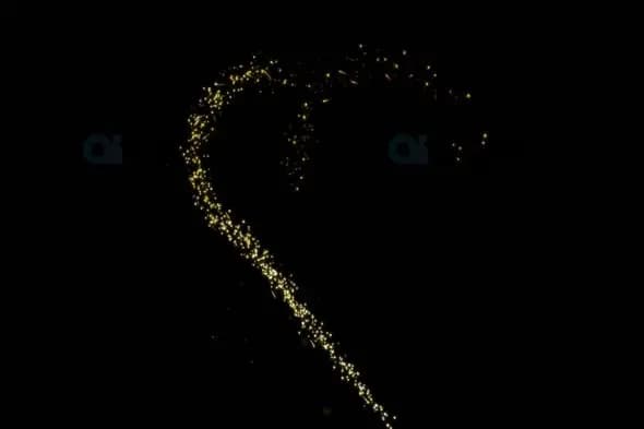 Golden Sparkling Heart Animation on Black Background