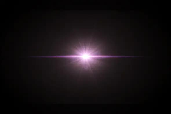 Purple Starburst Lens Flare Light Effect on Black Background