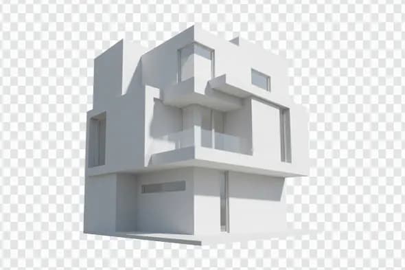 Modern Minimalist White House PNG – Contemporary 3D Building