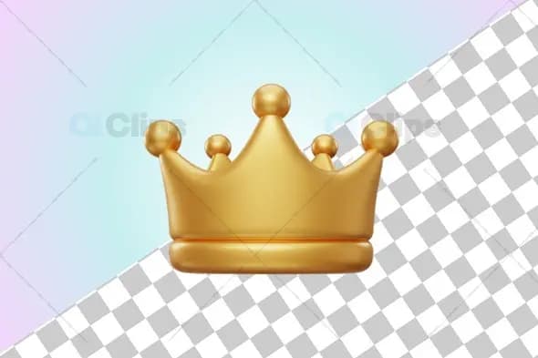 Elegant Golden 3D Crown Illustration