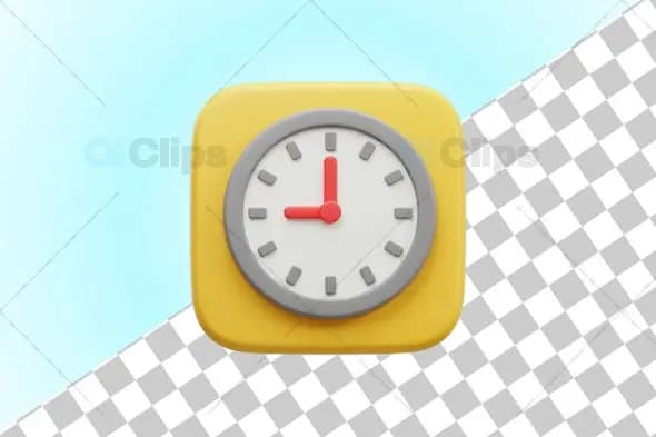3D Clock Icon Illustration