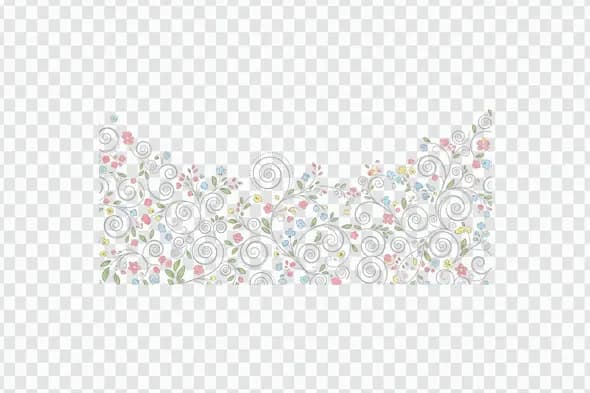 Whimsical Pastel Flower Swirls Decorative Border PNG Clipart