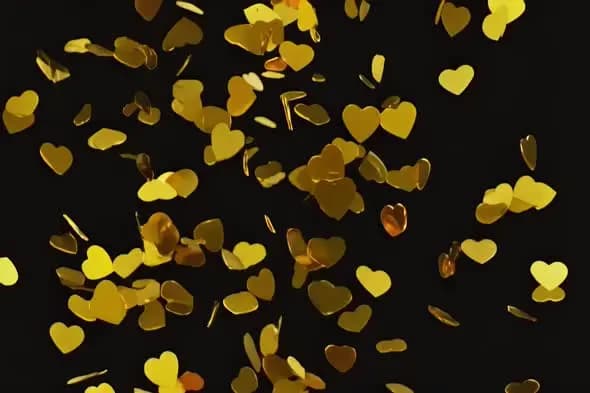 Floating Golden Hearts Animation on Black Background