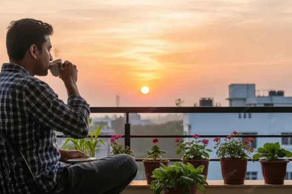 Serene Evening on a City Balcony