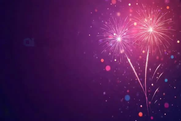 Colorful Fireworks Display on Purple Background