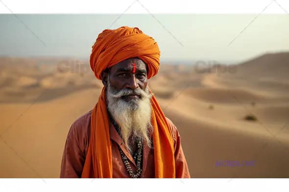 Indian Sage in Desert Landscape
