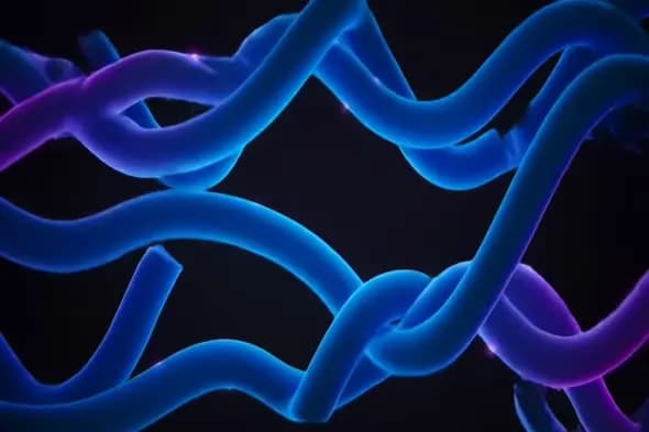 Luminous Blue and Purple Flowing Abstract Ribbons