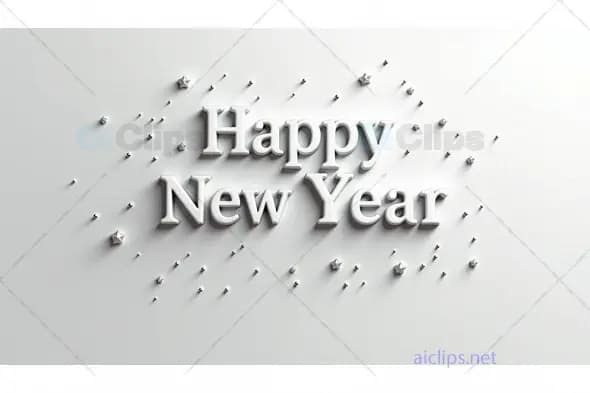 Elegant 3D "Happy New Year" Text with Stars