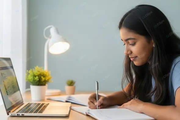 Focused Study at Home Desk