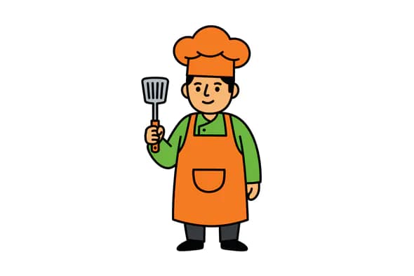 Cartoon Chef with Spatula Vector