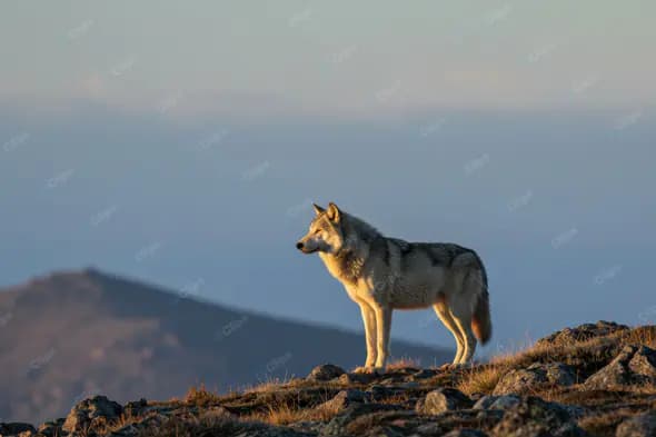 Majestic Wolf on Mountain Ridge