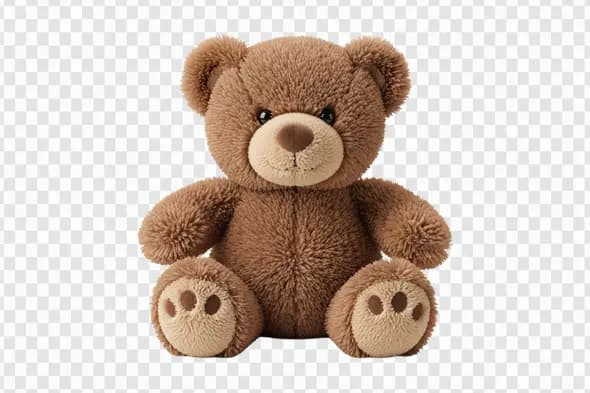 Cute Fluffy Brown Teddy Bear Toy Clipart PNG