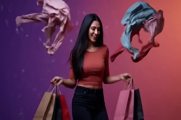 Joyful Shopping Experience with Flying Fabrics and Bags
