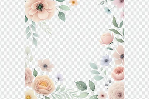 Soft Pastel Floral Border Frame PNG Clipart