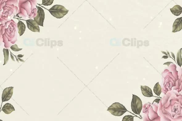 Vintage Pink Roses Border on Subtle Cream Background