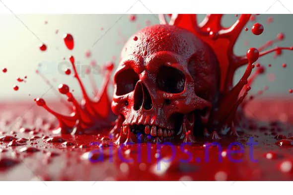 Red Skull with Paint Splashes