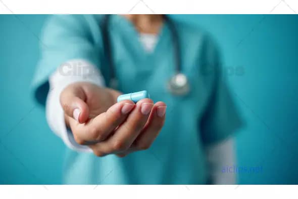 Doctor Offering Blue Capsule