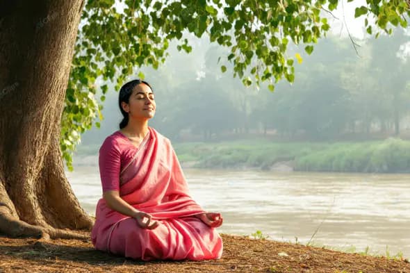 Enhanced Serene Meditation by Riverbank