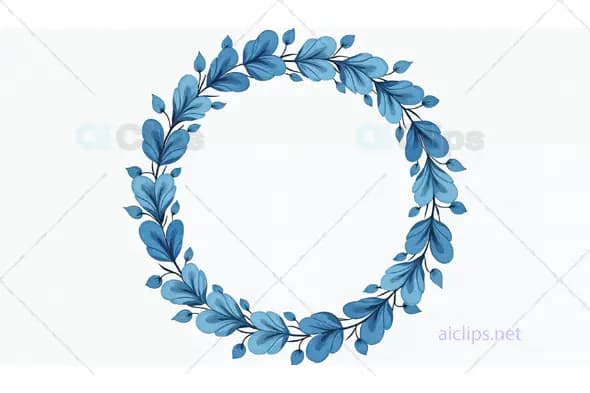 Blue Leaf Wreath Frame