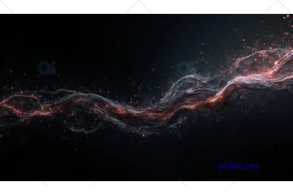 Abstract Particle Wave on Black Background