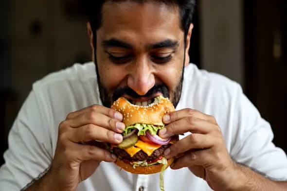 Savoring a Gourmet Burger