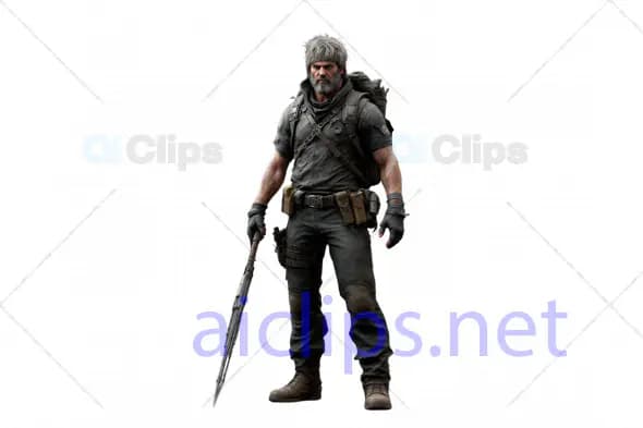 3D Post-Apocalyptic Survivor Character with Tactical Gear and Weapon