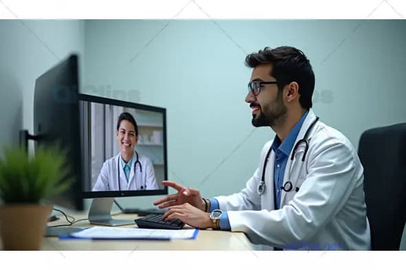 Doctors Engaged in Virtual Medical Consultation