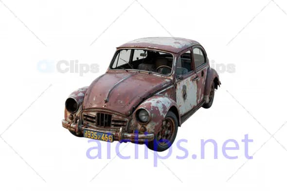 3D Rusted Classic Beetle-Style Car