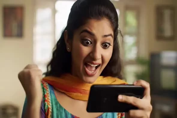 Elated Smartphone User's Excitement