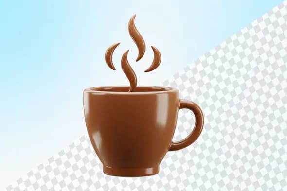 Steaming brown coffee cup with swirling aroma
