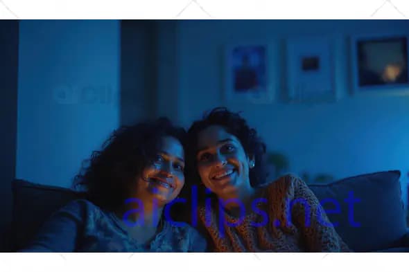 Happy Friends Relaxing in Cozy Lighting