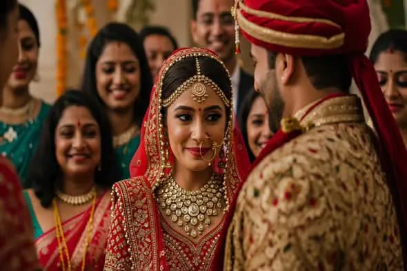 Indian Bride and Groom During Wedding Ceremony