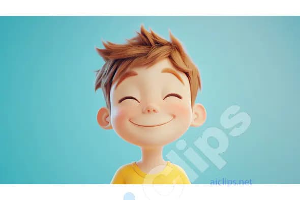 Smiling Freckled Cartoon Boy