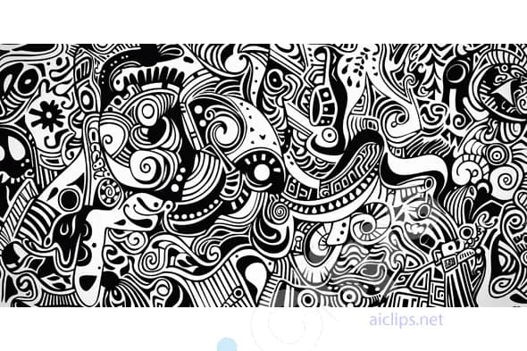 Abstract Black and White Doodle Art