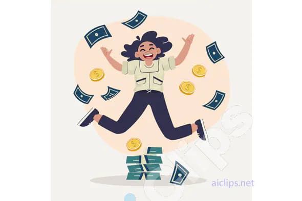 Excited Woman with Money